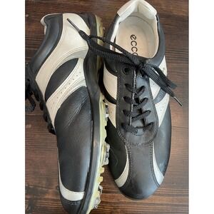 Ecco Men's Black Leather Hydromax‎  Soft Spike Golf Shoes EU Sz 39